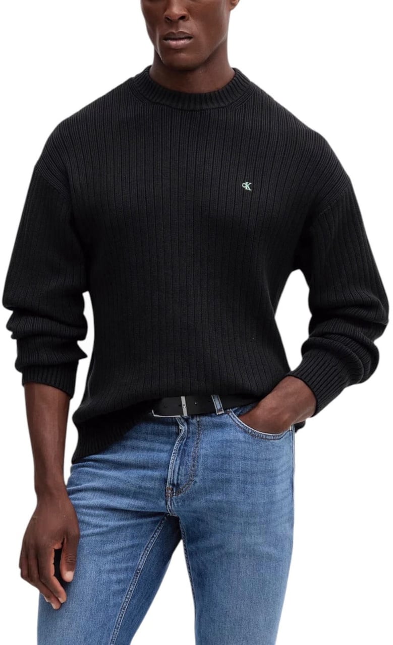Calvin Klein Jeans Black Cotton Sweatshirt Zwart