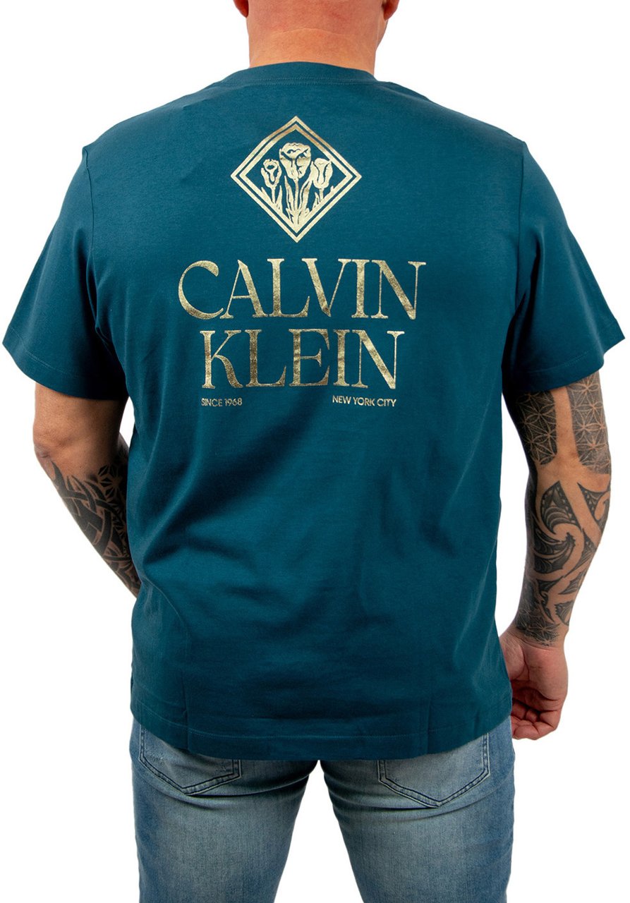 Calvin Klein Calvin Klein Jeans Calvin Roses Graphic Tee Blauw