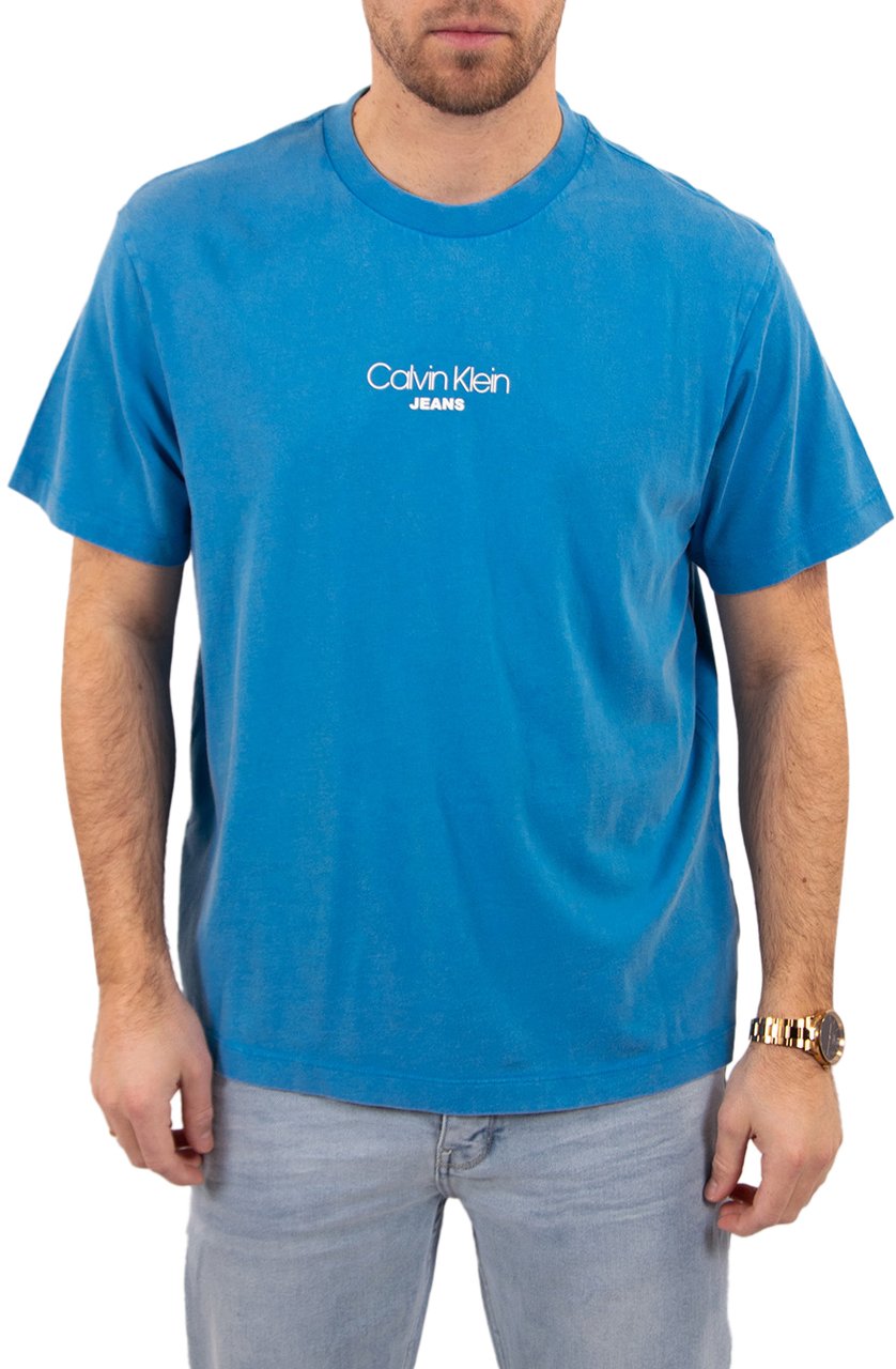 Calvin Klein Calvin Klein Jeans SS 20S Acid Wash Graphic Crewneck Blauw