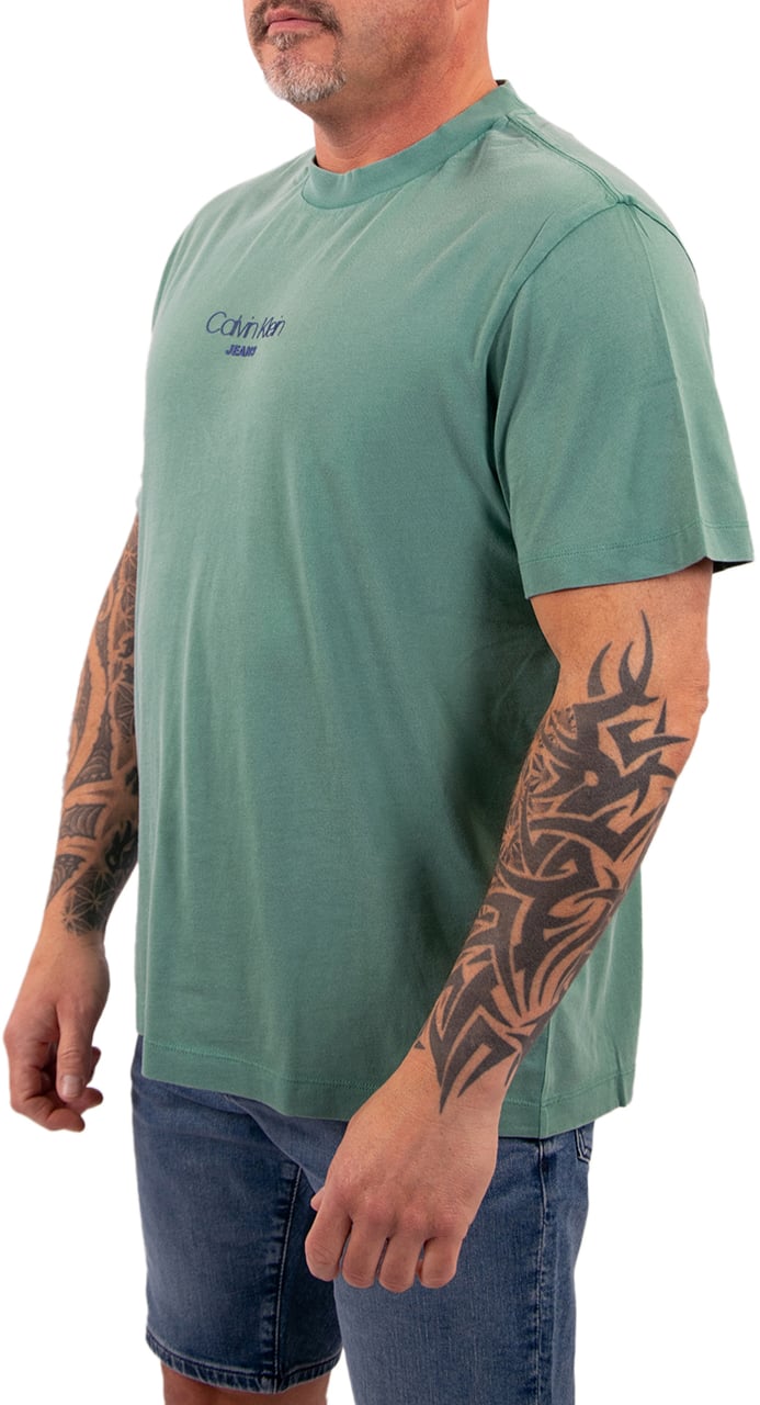 Calvin Klein Jeans SS 20S Acid Wash Graphic Crewneck Groen