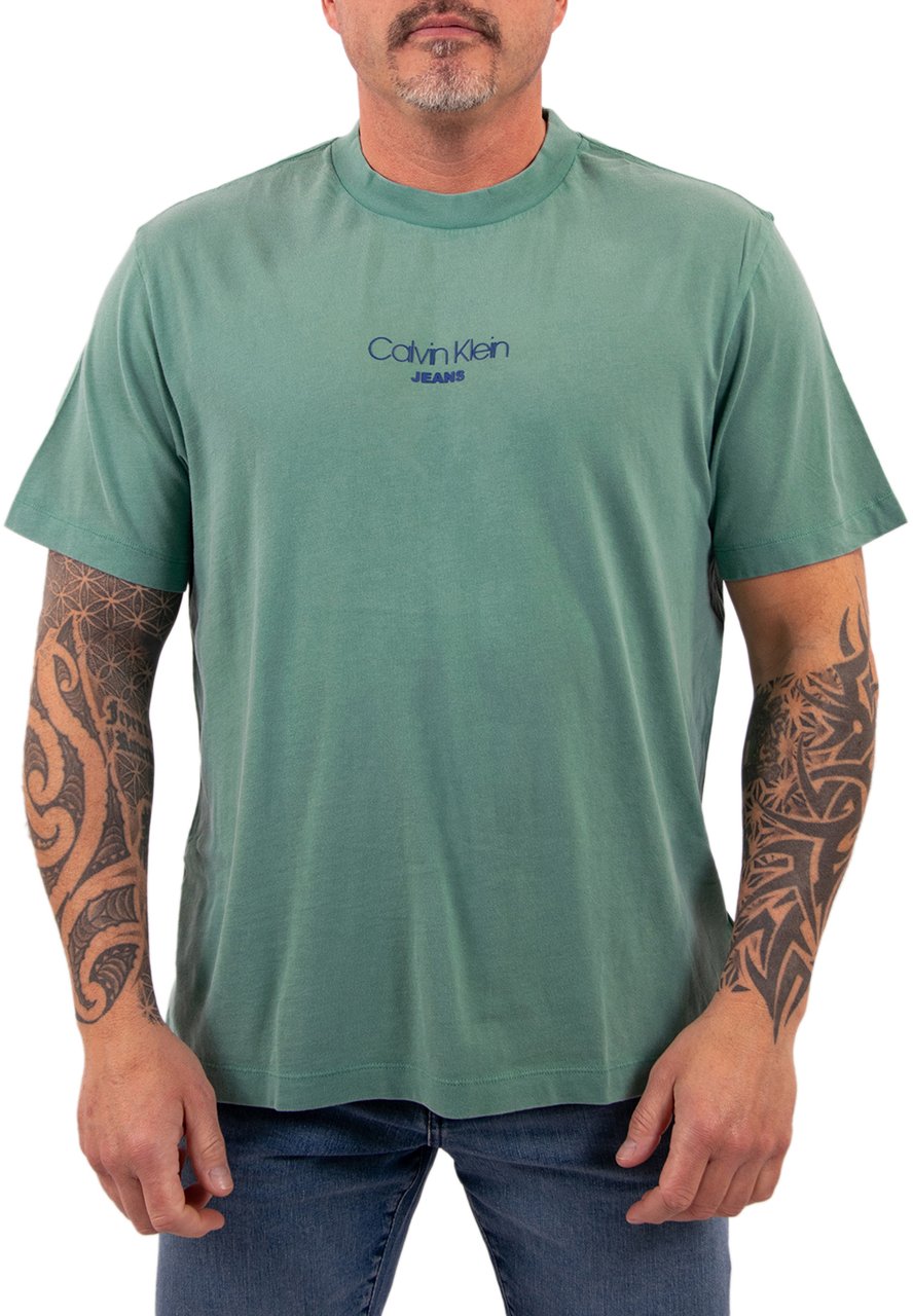 Calvin Klein Jeans SS 20S Acid Wash Graphic Crewneck Groen