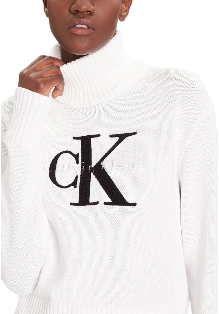 Calvin Klein Jeans White Cotton Turtleneck Wit