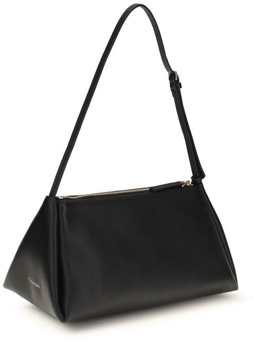 Calvin Klein Black Calf Leather Bos Taurus Handbag Zwart