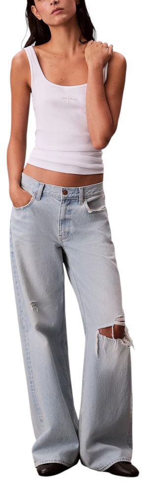 Calvin Klein Jeans White Cotton Tank Tops Wit