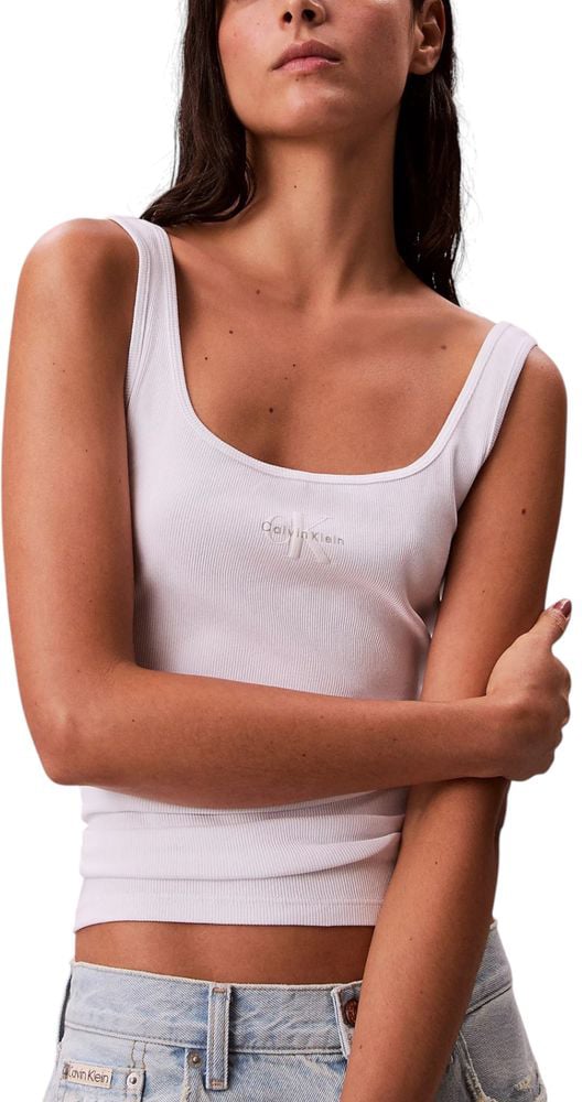 Calvin Klein Jeans White Cotton Tank Tops Wit