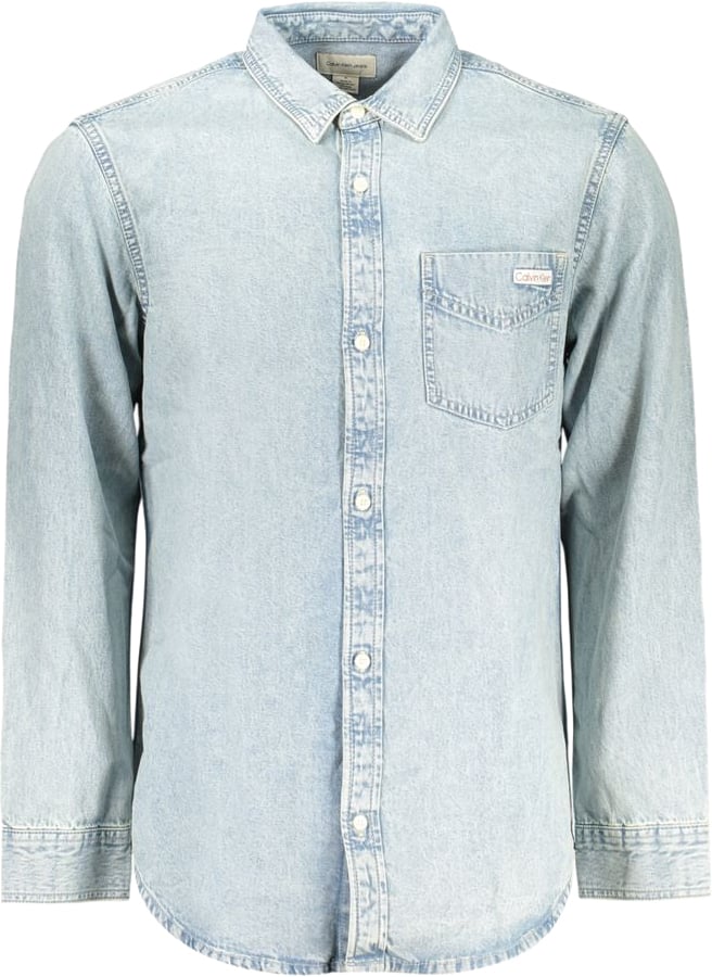 Calvin Klein Azzurro Cotton Mens Shirt Blauw