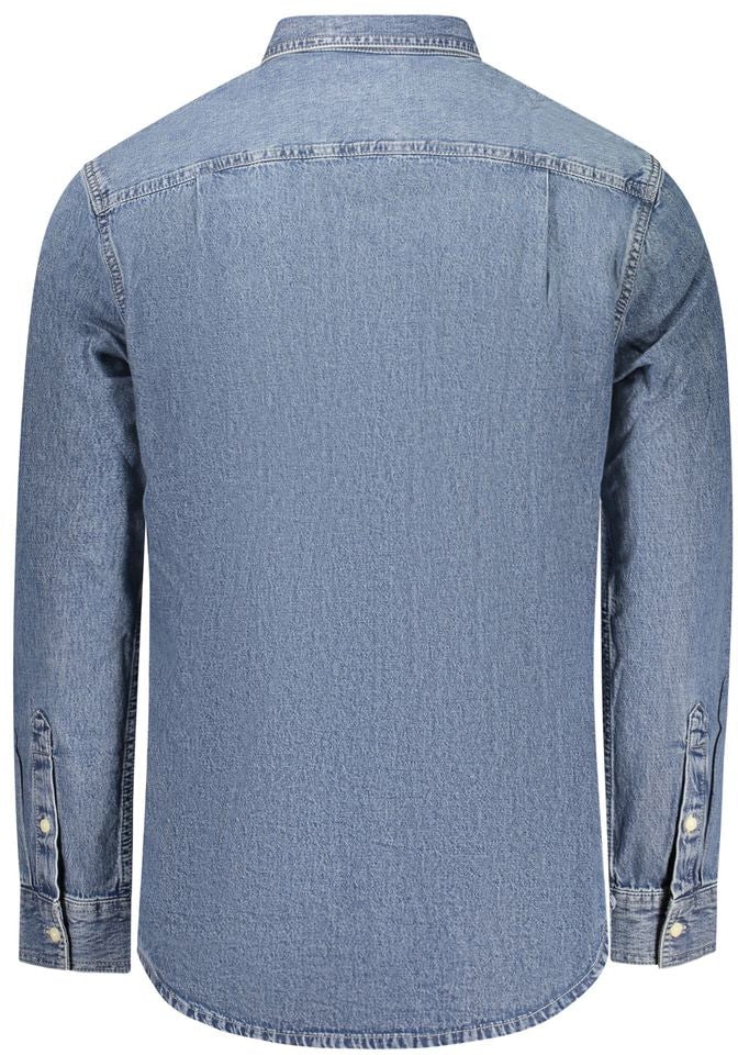 Calvin Klein Blue Cotton Men's Shirt Blauw