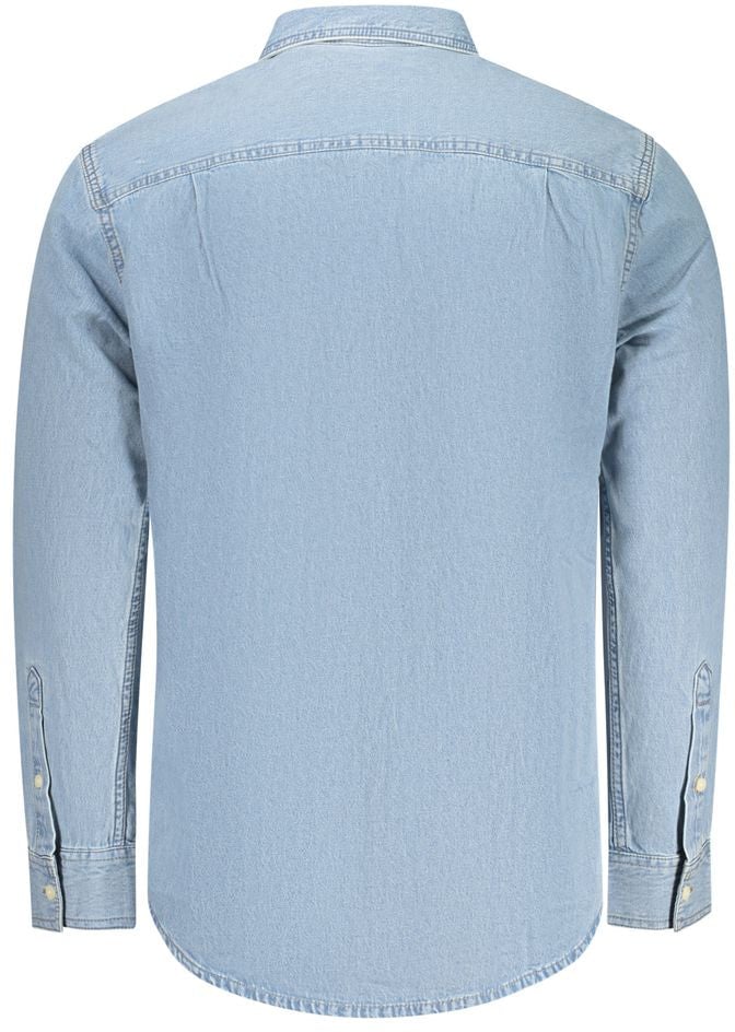Calvin Klein Azzurro Cotton Men's Shirt Blauw