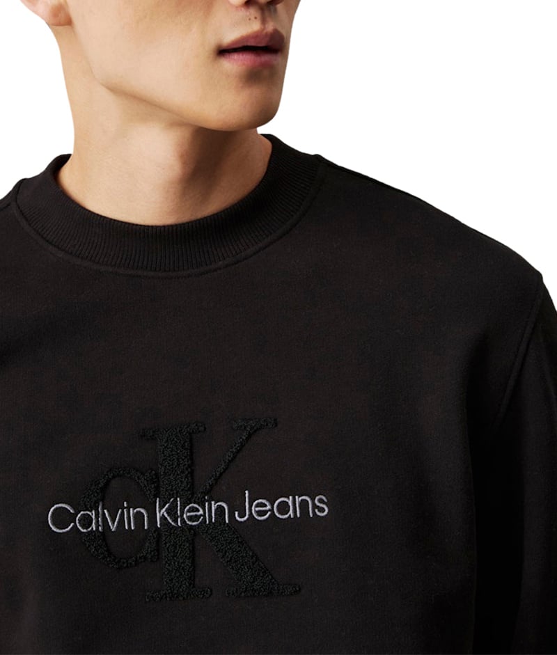 Calvin Klein Calvin Klein Jeans Chenille Monologo Crew Neck Zwart