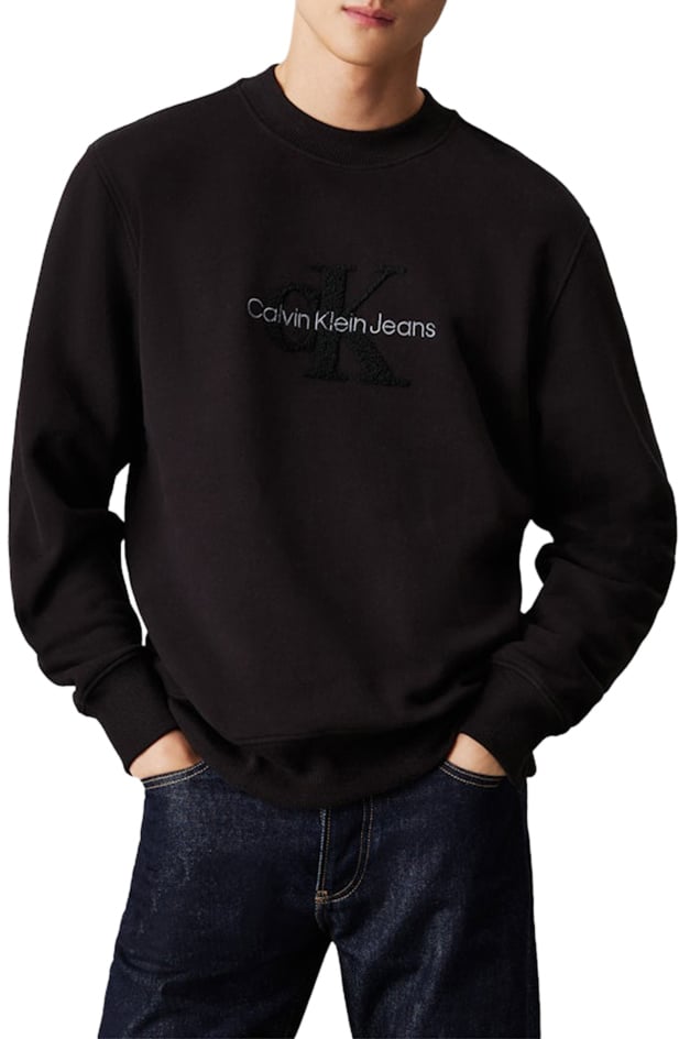 Calvin Klein Calvin Klein Jeans Chenille Monologo Crew Neck Zwart