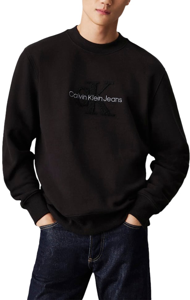 Calvin Klein Calvin Klein Jeans Chenille Monologo Crew Neck Zwart