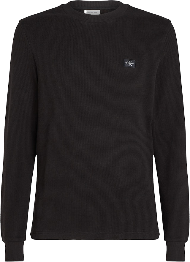 Calvin Klein Calvin Klein Jeans Woven Label Waffle LS Tee Zwart