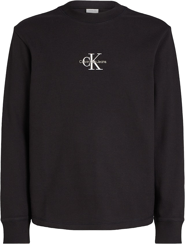Calvin Klein Calvin Klein Jeans Monologo Waffle LS Tee Zwart