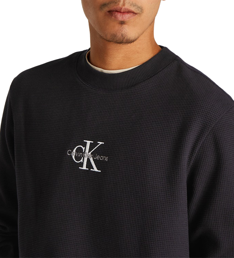 Calvin Klein Calvin Klein Jeans Monologo Waffle LS Tee Zwart