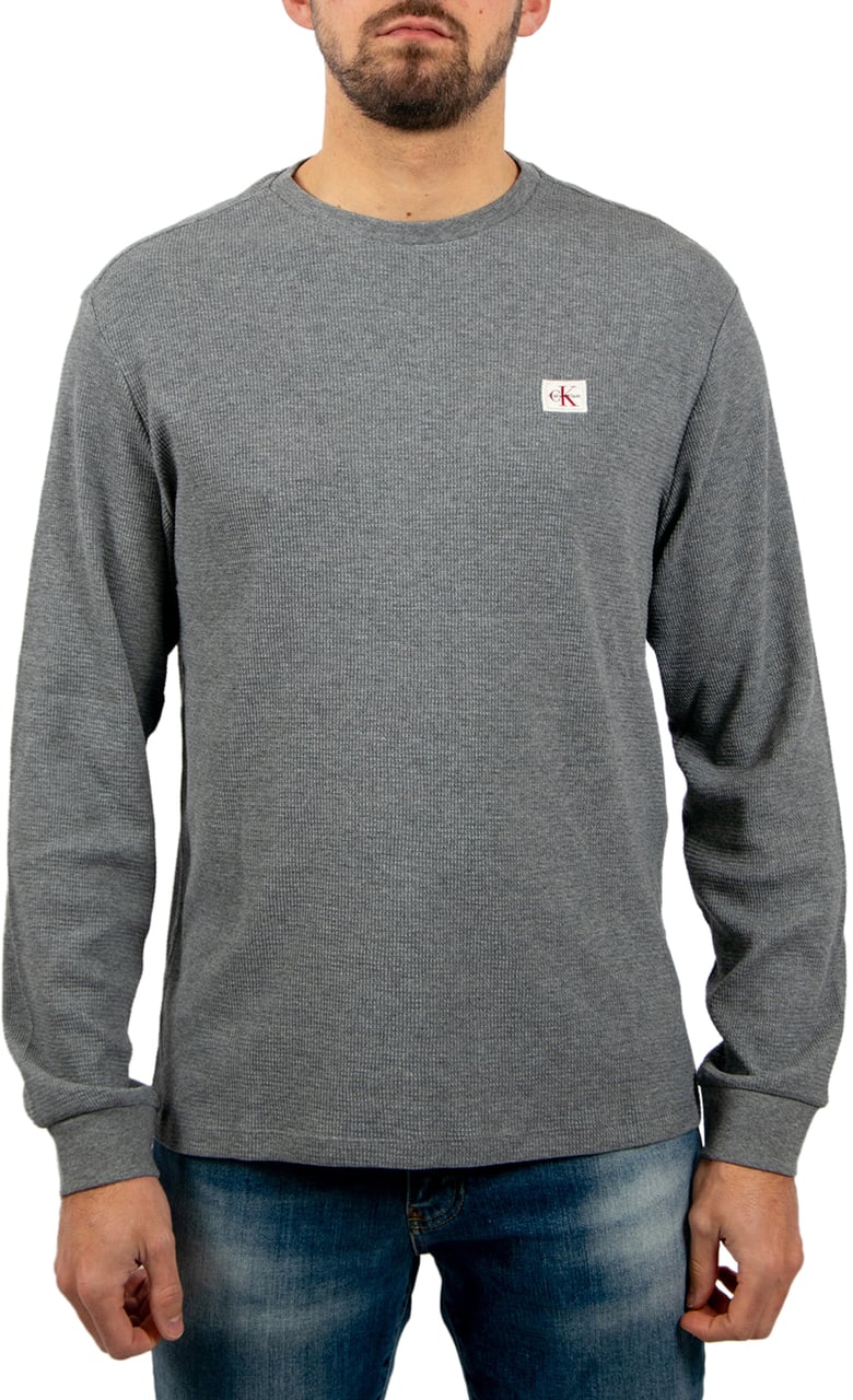 Calvin Klein Calvin Klein Jeans LS Waffle Badge Crewneck Tee Grijs