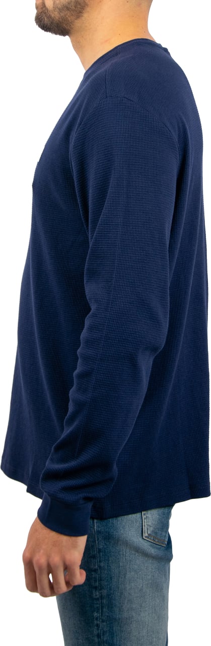 Calvin Klein Calvin Klein Jeans LS Waffle Badge Crewneck Tee Blauw
