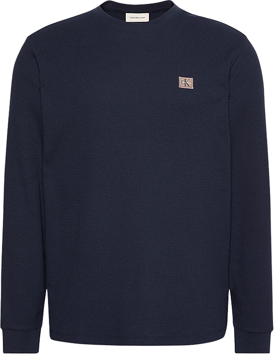 Calvin Klein Calvin Klein Jeans LS Waffle Badge Crewneck Tee Blauw