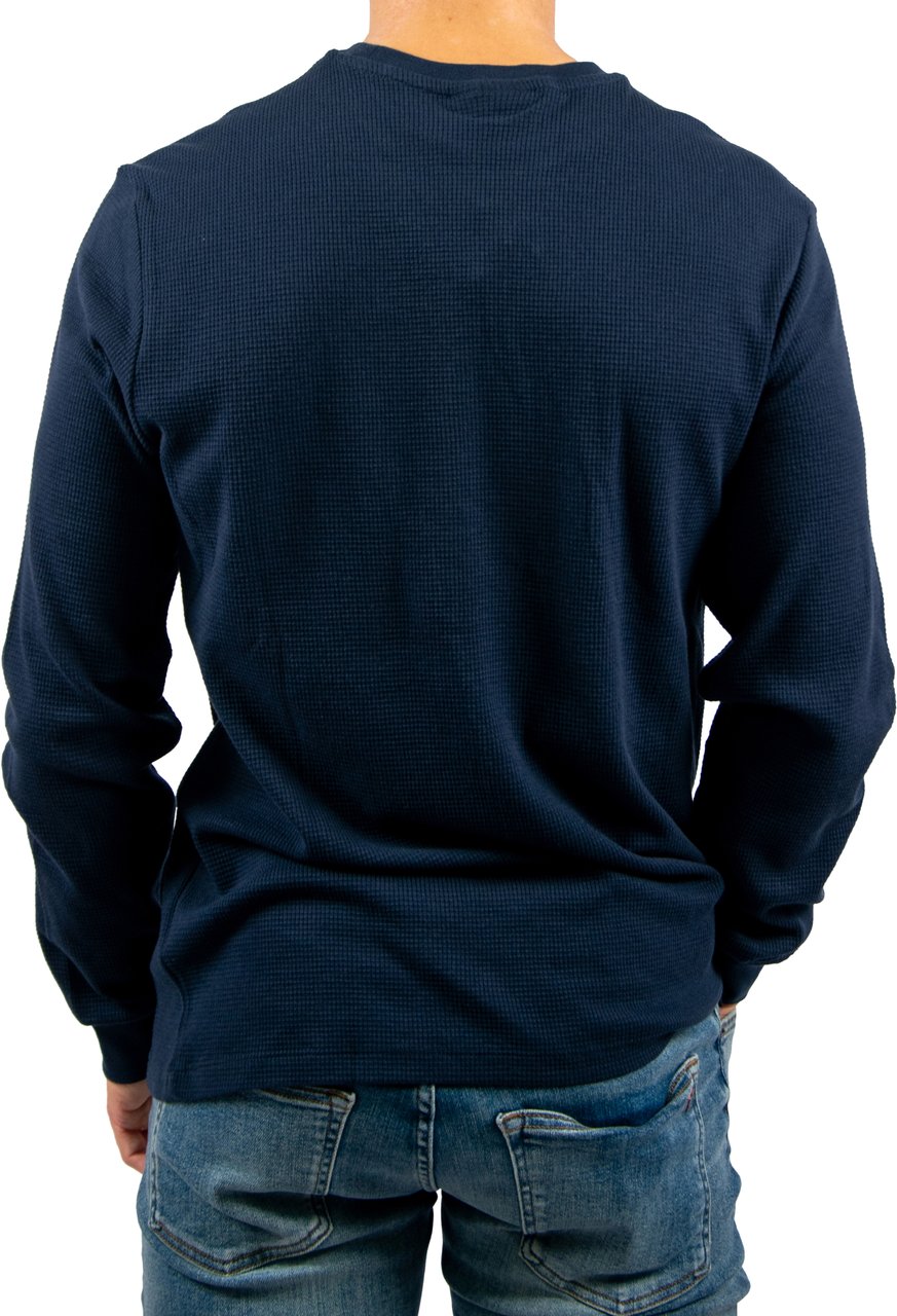 Calvin Klein Calvin Klein Jeans LS Waffle Badge Crewneck Tee Blauw