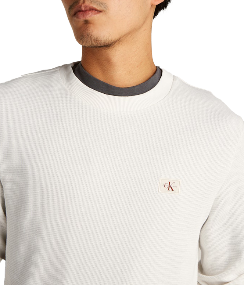 Calvin Klein Calvin Klein Jeans Woven Label Waffle LS Tee Beige