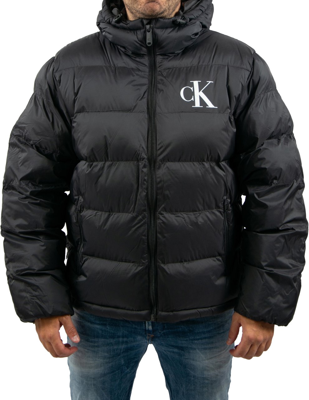Calvin Klein Calvin Klein Jeans LS Nylon Monogram Puffer JKT Zwart