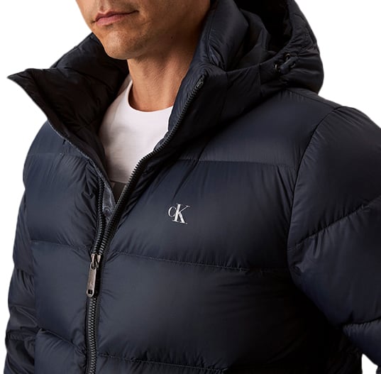 Calvin Klein Jeans LS Nylon Zip Off Hood Down Puffe Blauw