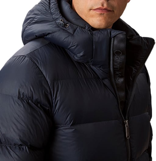 Calvin Klein Jeans LS Nylon Zip Off Hood Down Puffe Blauw