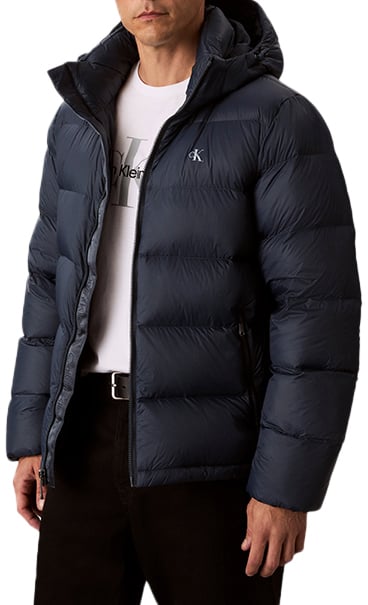 Calvin Klein Jeans LS Nylon Zip Off Hood Down Puffe Blauw