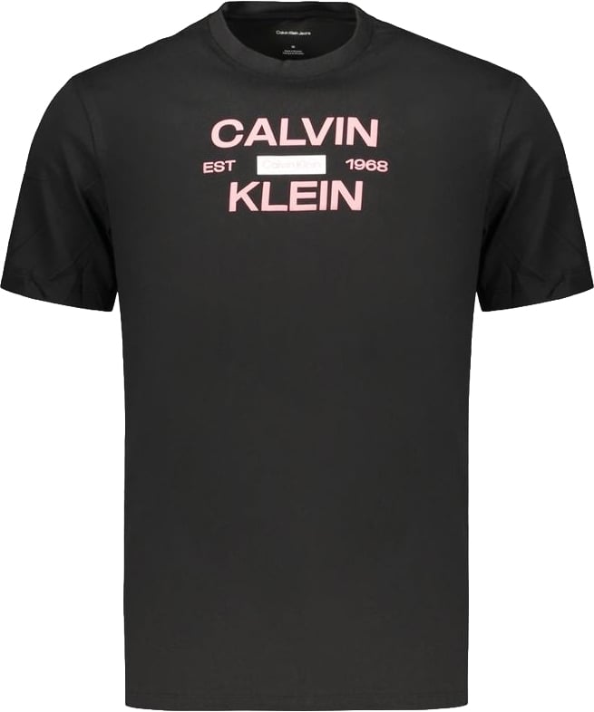 Calvin Klein Black Cotton Men's T-Shirt Zwart