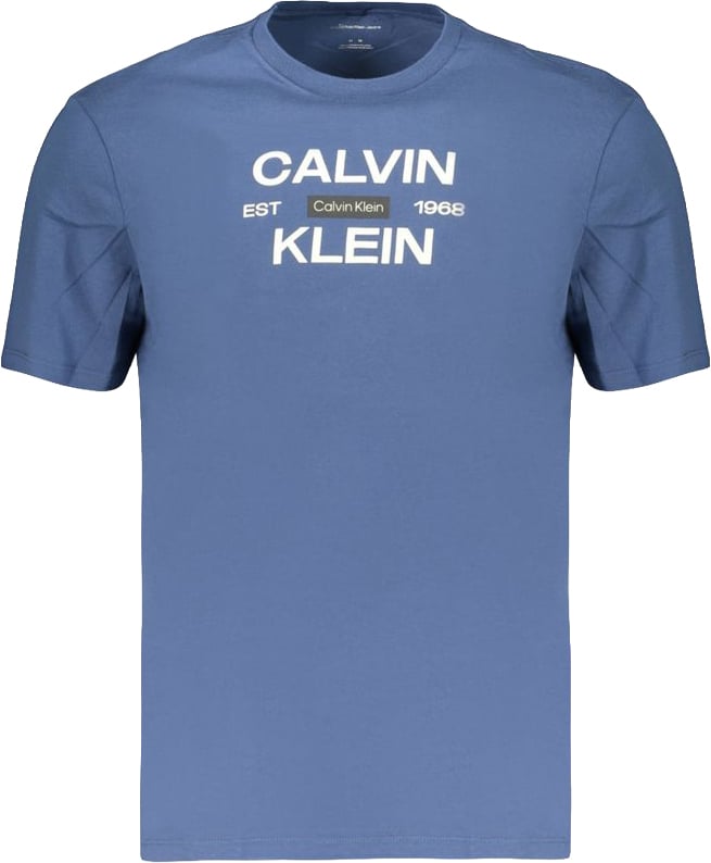 Calvin Klein Blue Cotton Men's T-Shirt Blauw