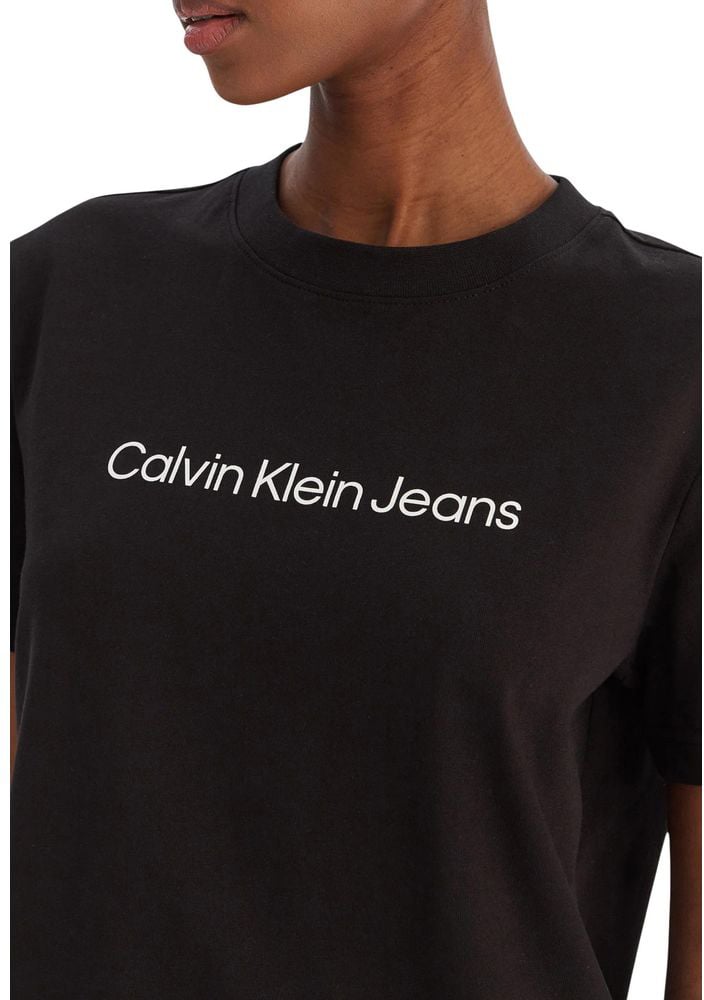 Calvin Klein Jeans Black Cotton T-Shirt Zwart