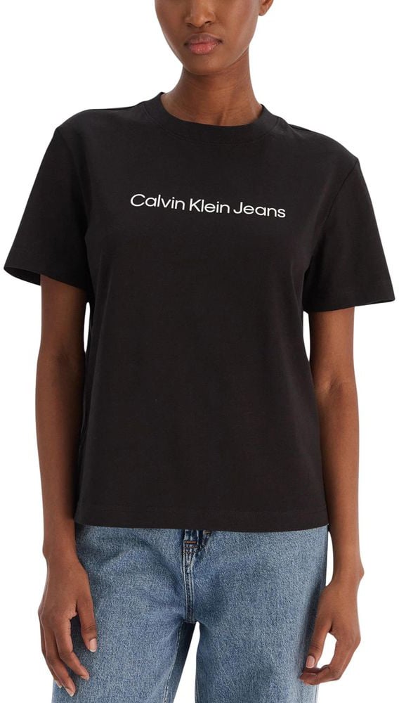 Calvin Klein Jeans Black Cotton T-Shirt Zwart