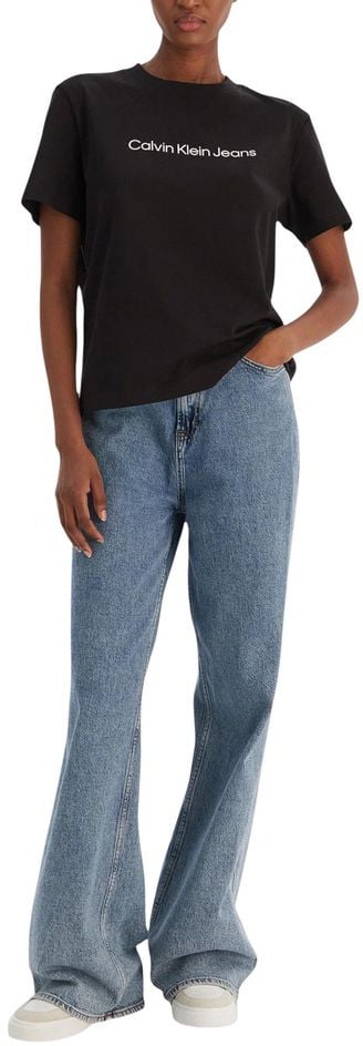 Calvin Klein Jeans Black Cotton T-Shirt Zwart