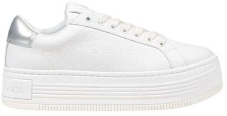 Calvin Klein Jeans Silver Leather Platform Sneakers Zilver
