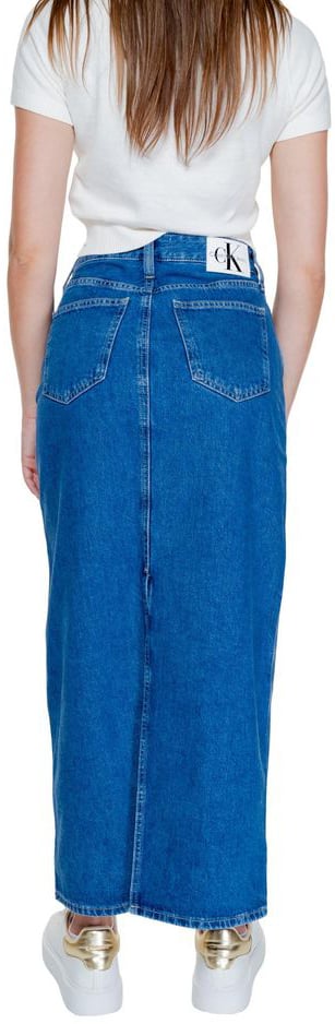 Calvin Klein Jeans Blue Cotton Long Skirt Blauw