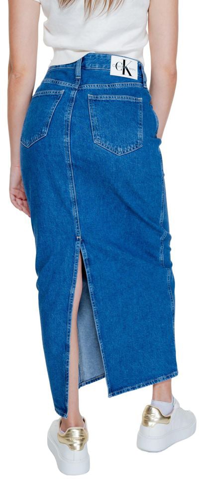 Calvin Klein Jeans Blue Cotton Long Skirt Blauw