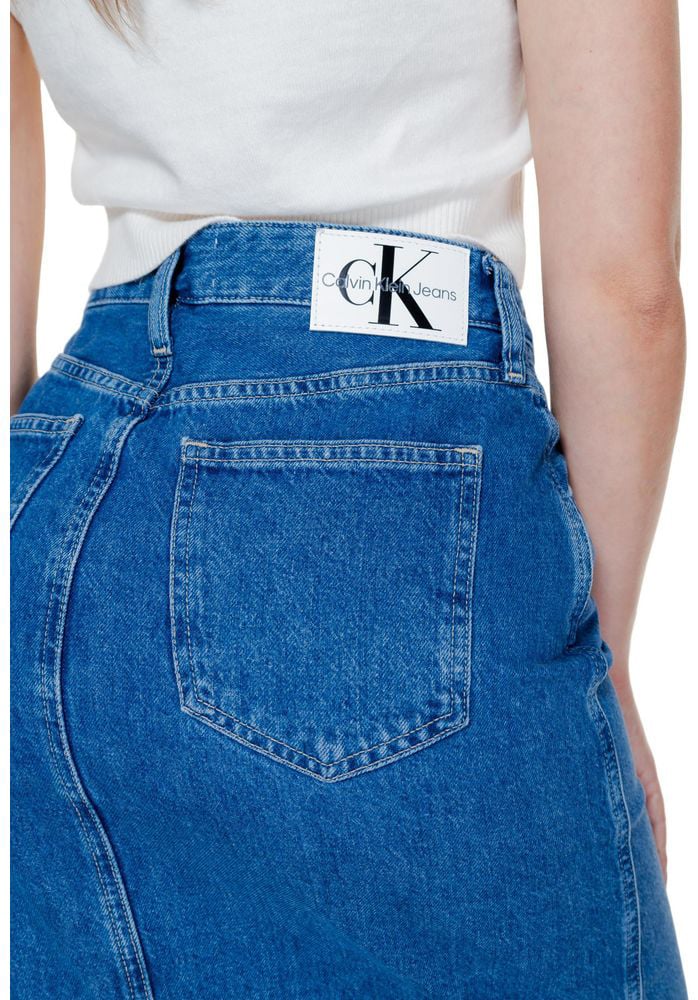 Calvin Klein Jeans Blue Cotton Long Skirt Blauw