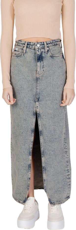 Calvin Klein Jeans Blue Cotton Long Skirt Blauw