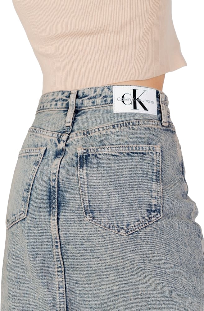 Calvin Klein Jeans Blue Cotton Long Skirt Blauw
