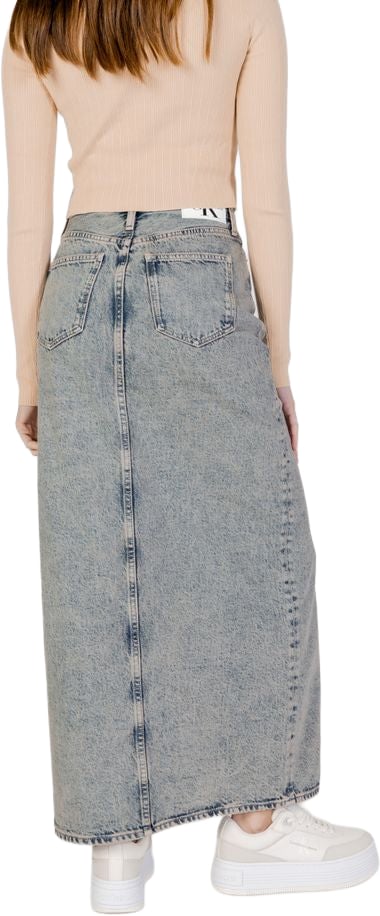 Calvin Klein Jeans Blue Cotton Long Skirt Blauw