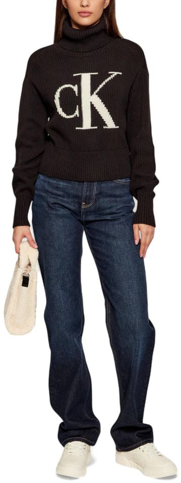 Calvin Klein Jeans Black Cotton Sweatshirt Zwart