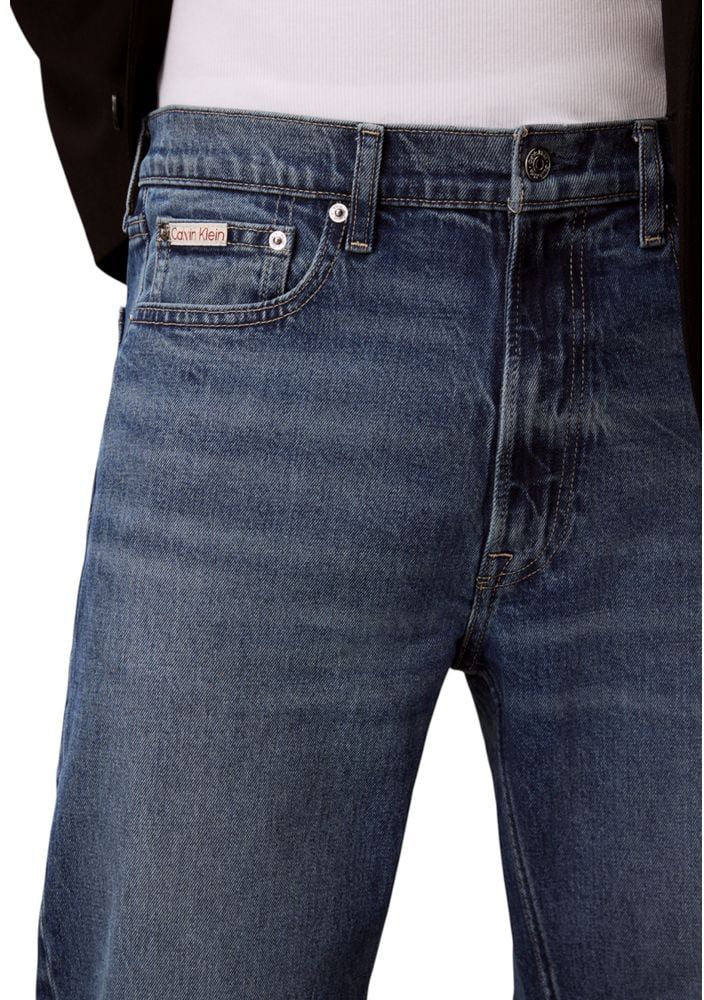 Calvin Klein Jeans Blue Cotton Relaxed Fit Jeans Blauw