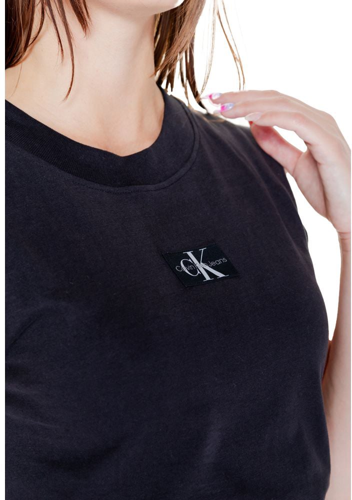 Calvin Klein Jeans Black Cotton T-Shirt Zwart