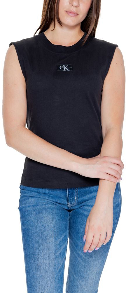 Calvin Klein Jeans Black Cotton T-Shirt Zwart