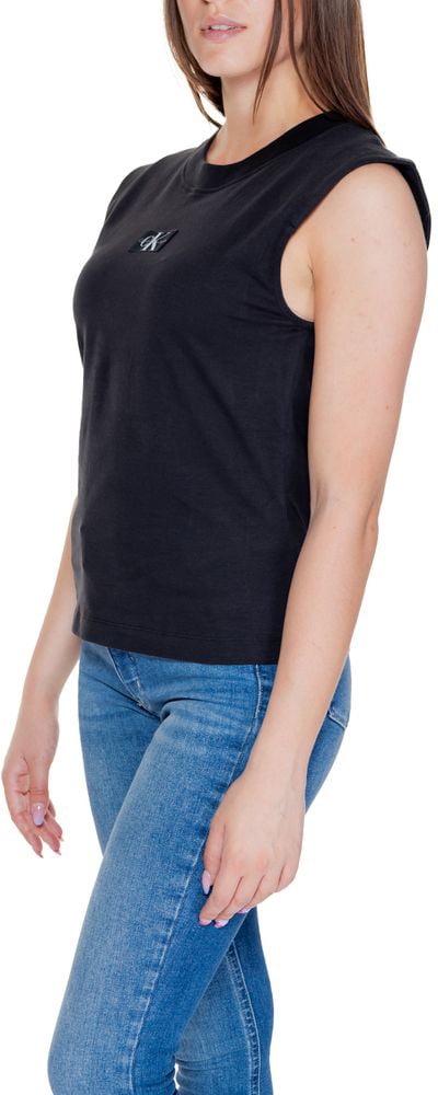 Calvin Klein Jeans Black Cotton T-Shirt Zwart
