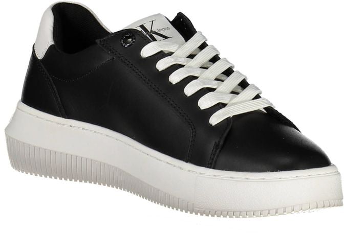 Calvin Klein Black Leather Women Sneaker Zwart
