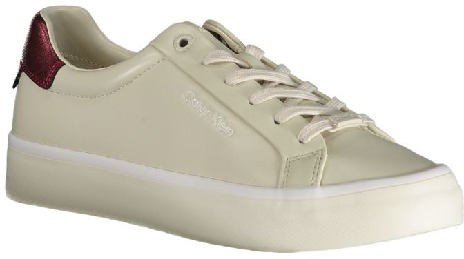 Calvin Klein Beige Leather Women Sneaker Beige