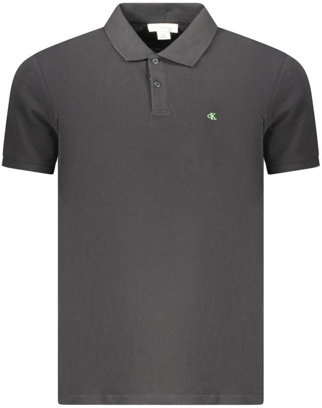 Calvin Klein Black Cotton Men Polo Zwart
