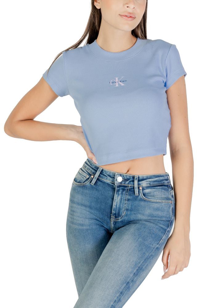 Calvin Klein Jeans Blue Cotton T-Shirt Blauw