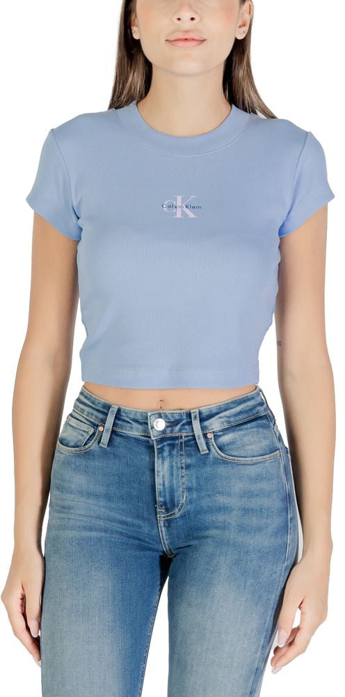 Calvin Klein Jeans Blue Cotton T-Shirt Blauw