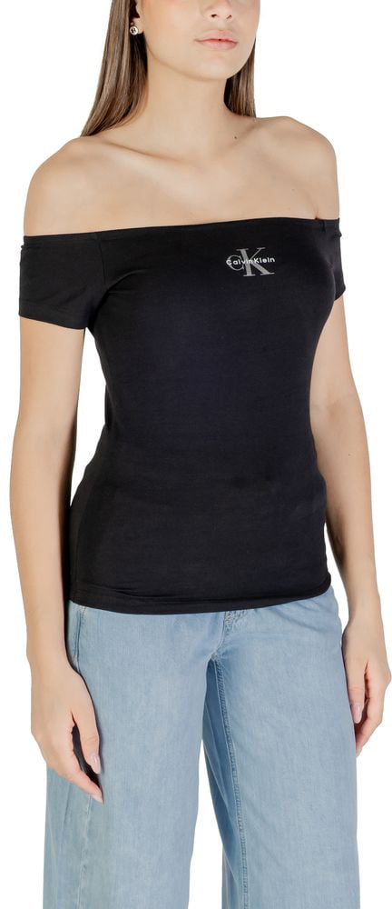 Calvin Klein Jeans Black Cotton T-Shirt Zwart